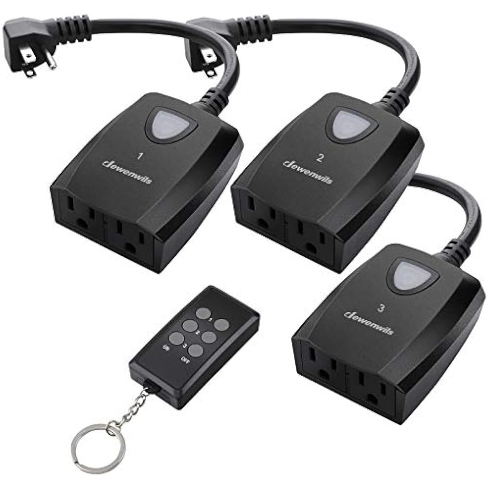 Outdoor Indoor Remote Control Outlet Power Strip Weatherproof, Wireless