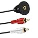 BATIGE 3.5mm Female to 2 RCA 2RCA Male AUX Car Mount Flush Extension Cable for Car Boat Motorcycle Dashboard - 3ft