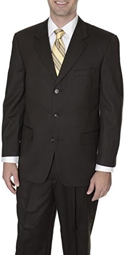 Abriani Classic Fit 44S Mens Solid Brown Three Button Wool Suit