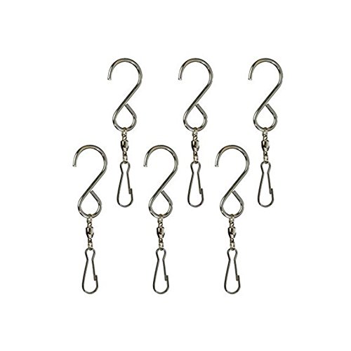 MWShop 2.5 Metal Stainless Steel 6 pc Decorative S Hooks with Ball Bearing Swivel 6 PC for Smooth Spinning Hanging Best For windsocks Metal Spinners Hot Air Balloons Wind Chimes Sun Catchers