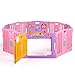 JAXPETY Baby Playpen Kids 8 Panel Safety Play Center Yard Home Indoor Outdoor New Pen (Pink)