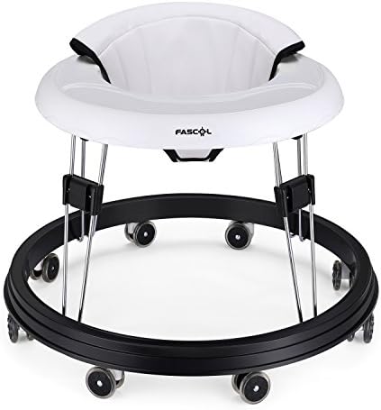 Fascol Baby Walker with Eight Wheels Multi-function Child Anti-rollover One-touch Folding Baby Walker Girls Boys Maximum Load 10 kg, White