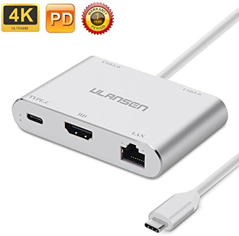 USB C Hub ULANSEN 5-Port USB Charging Hub with Type C Power Delivery Charging port, 2USB 3.1 Ports, 4K HDMI Converter and GIGABIT LAN Port for MacBook Pro 2015/2016 and Samsung Galaxy S8/S8P