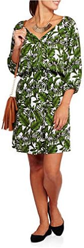 Op Ocean Pacific Women's Raglan Sleeve Peasant Dress (Medium, Palm Tree Combo)