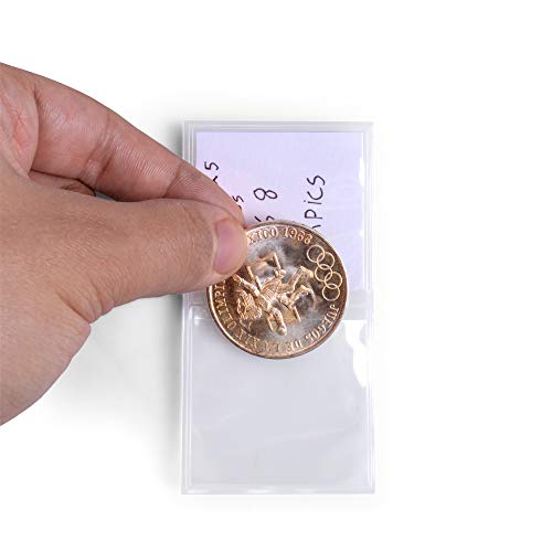 Vinyl Coin Flips 100 Pack | Coin Holders for Collections | 1.75 x 1.75 Collecting Sleeves | Protection Supplies for Vintage Currency, Money | Covers Prevent Stains, Weathering, Rust, and More