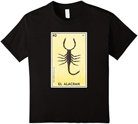 unisex-child El Alacran Card T-Shirt Scorpion Loteria Tarot 8 Black