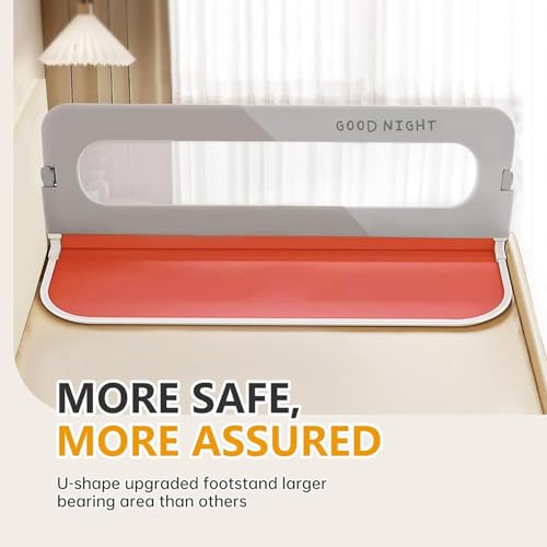180cm*78cm Foldable Toddler Bed Side Rails, Baby Kids Safety Guard for Twin, Full, Queen Bunk King Size Swing Down Crib, Grey