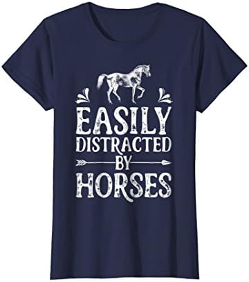 Easily Distracted By Horses T Shirt Girls Horse Riding Gifts