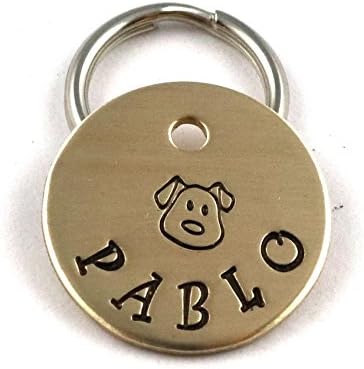 Small Handmade Metal Pet Tag - Fun Dog Tag With Cute Puppy Face - Cool Gift for Dog Lover