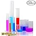 DEPEPE 5 Clear Plastic Graduated Cylinders Measure with 3 Plastic Beakers and 2 Test Tube Brushes
