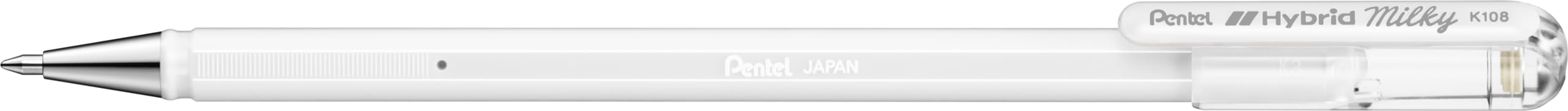 Pentel K108 Hybrid Milky Gel Rollerball Pen, 0.8mm Tip, Vivid on Light and Dark Paper, White (Single Pen)