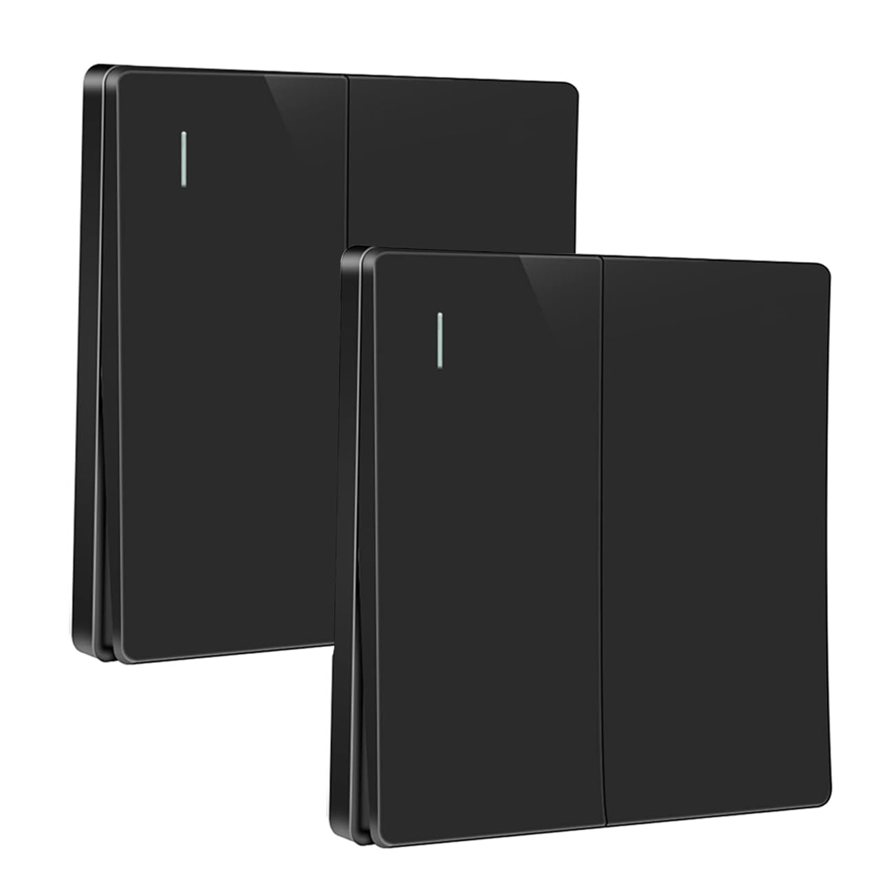 ZFQ 2 Pack Big Rocker Button Switch Black Wall Panel Electrical Double Light Switch, 2 Gang 2 Way, 10A 250V — image 1