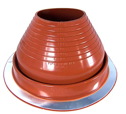 Dektite #6 Red Silicone Metal Roof Pipe Flashing, High Temp, Round Base, Pipe OD 5" - 9"