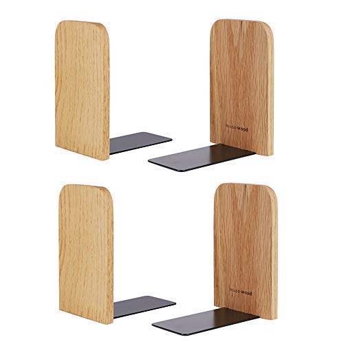 Muso Wood Bookends,5.1"x3.2",Set of 2 (Oak-2 Pairs) - Thumbnail 2