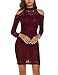 SE MIU Women's Halter Cold Shoulder Long Sleeve Floral Lace Bodycon Party Pencil Dress