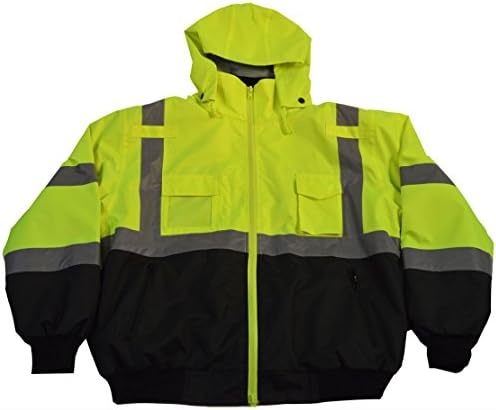 Petra RocPetra Roc LBBJ-C3-5X ANSI Class 3 Waterproof Bomber with Removable Fleece Liner Jacket, 5X-Large, Lime/Black