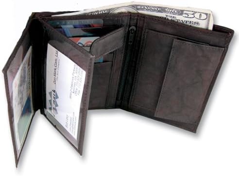 Mens Black/Brown Leather Bifold Max Wallet - Engravable Personalized Gift Item