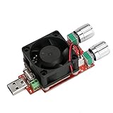 DROK® Micro Load Tester Board USB DC 0-3A 3-20V Adjustable Constant Current Electronic Load Equipment Module 12V Charging Current Capacity Monitor Aging Device Discharge Resistance with Fan