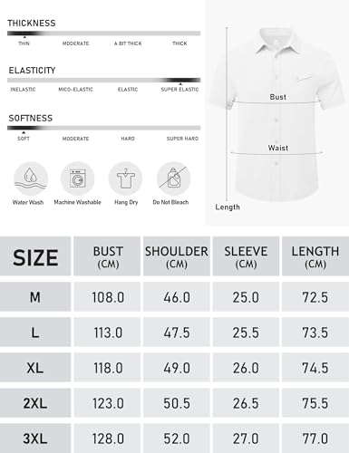 MoFiz Men's Shirts Short Sleeve Casual Summer Business Shirts Regular Fit Casual Beach with Chest Pocket M-3XL