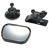 Baby Car Mirror - Rear View Baby Car Back Seat Mirror - Wide Convex Shatterproof Glass - Suction Cup on Windshield/Clip on Car Sun Visor