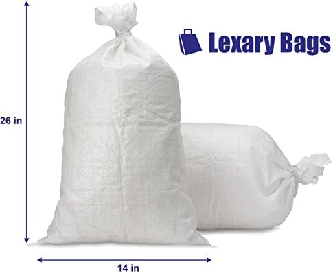 Sand Bags - Woven Polypropylene Sandbags with Ties & UV Coating, 14" X 26" (20)