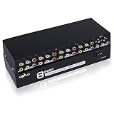 E-SDS 1 in 8 Out 3 RCA Splitter,AV Audio Video Splitter for Cable Box DVD DVR Analog TV