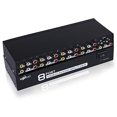 E-SDS 1 in 8 Out 3 RCA Splitter,AV Audio Video Splitter for Cable Box DVD DVR Analog TV