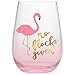 20 oz Stemless Wine Glass (No Flocks Given) - Flamingo Wine Glass