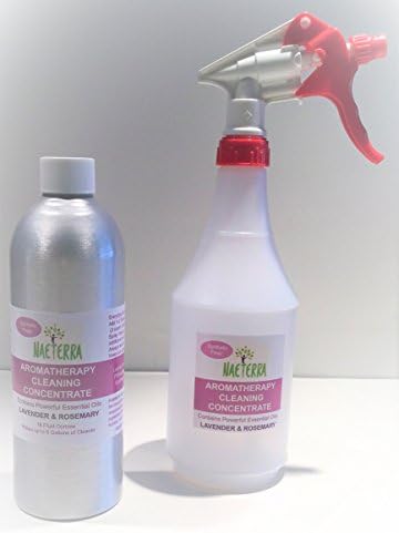 Lavender + Rosemary Aromatherapy Cleaning Concentrate - Natural Multipurose Household Cleaner - Plant Based - NO Synthetics (16 Ounce w/spray bottle)