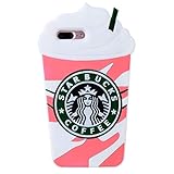 Pink Coffee Cup Case for iPhone 8 Plus / 7 Plus,3D Cartoon Animal Cute Soft Silicone Rubber Character Cover,Food Funny Design Kawaii Fashion Cool Fun Skin for Kids Child Teens Girls(iPhone 7Plus/8Plus