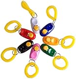SunGrow 7 Dog Clickers with Wrist Bands - Colorful & Practical Set of Simple, Convenient & Effective Training Tools for Puppy or Cat - Humanized Scientific Professional Design - Perfect Size & Sound