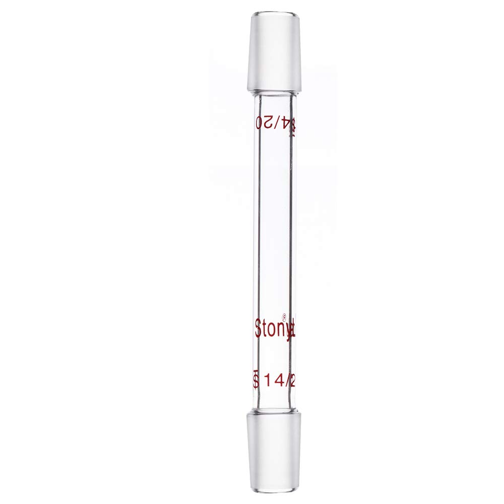 stonylab Borosilicate Glass Straight Connecting Adapter, 90 mm Between Two 14/20 Inner Joints for Laboratory