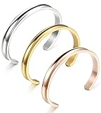 Besteel Jewelry Stainless Steel Cuff Bracelets for Women Band Elegant Indent 3 Pcs Set (SGR)