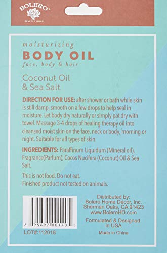 Bolero Body Oil For Face Body & Hair, Coconut Oil & Sea Salt