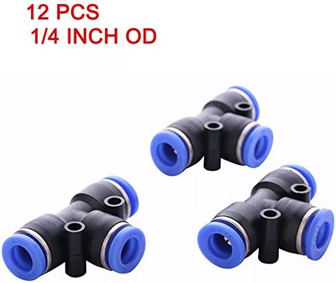 WellYU Push to Connect Tee T Union Fitting, 1/4" OD （12 Pcs）