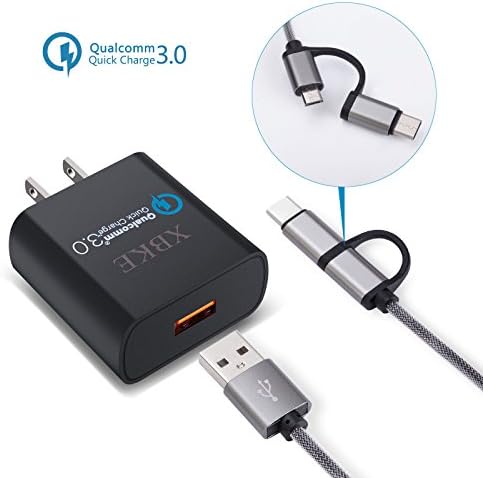 XBKE 18W Quick Charge 3.0 USB Wall Charger with Qualcomm Certified 3.0 AC Adapter for Samsung Galaxy Note8 S8 , LG G6 V30, HTC 10,Motorola Droid Turbo and More