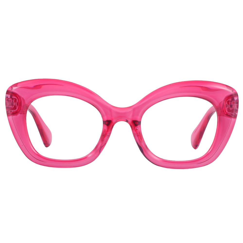 JiSoo Oversized Reading Glasses 2.75 Women Cat Eye Funky Readers Glasses, Large Ladies Reading Glasses 2.75+, Pink