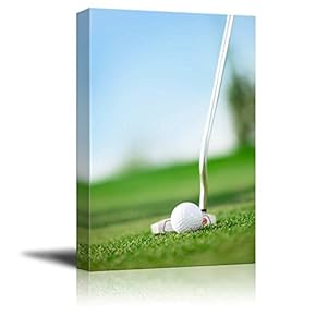 Canvas Prints Wall Art - A Golf Club with Golf Ball on a Golf Course | Modern Wall Decor/Home Art Stretched Gallery Canvas Wraps Giclee Print & Ready to Hang - 18" x 12"