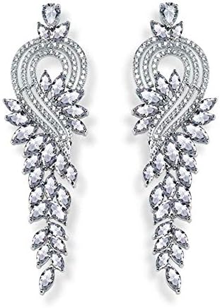 QJKai Long tassel earrings micro inlaid zircon bride earrings
