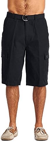 One Tough Brand Men's Cotton Twill Belted Cargo Shorts (32, Black)