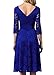 Aonour 0056 Women's Vintage Floral Lace Bridesmaid Dress 3/4 Sleeve Wedding Party Midi Dress RoyalBlue XS