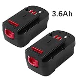 [Upgraded to 3600mAh] HPB18 3.6Ah Replace for Black and Decker 18 Volt Battery  Ni-Mh 244760-00 A1718 FS18FL FSB18 Firestorm Cordless Power Tools 2 Packs 