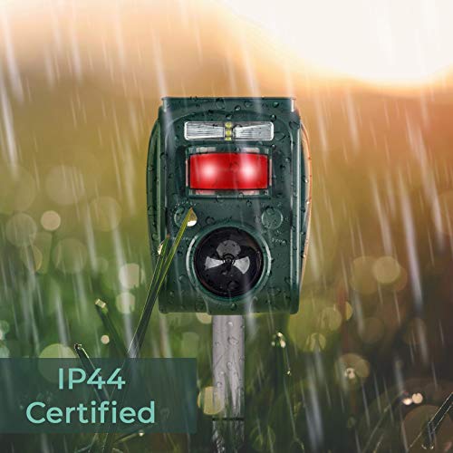JIA LE Ultrasonic Animal Repeller, Outdoor Solar Powered Weatherproof Repeller, Motion Activated with Flashing LED Light and Sound Effectively Scares Away Cats, Dogs, Squirrels, Racoon (Grass Green) - Thumbnail 3