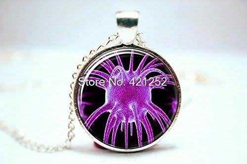 Pretty Lee 2015 Fashion Silver Plated Science Jewelry Biology Virology Virus Glass Photo Cabochon Necklace Christmas gift