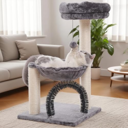 Simple Deluxe Small Cat Tree Tower for Indoor Cats, 5-in-1 27.8" Multi-Level Ca…