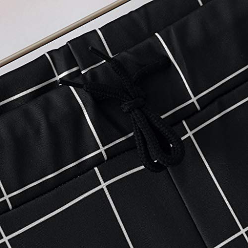 image for Pafei mens pants Men Casual Plaid Pants Stretch Flat-Front Skinny Dres