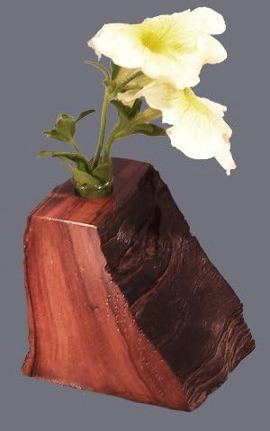 Handcrafted Redwood Bud Vase with Glass Test Tube Receptacle