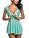 Avidlove Women V Neck Lingerie Lace Babydoll Mesh Chemise Nightwear Green XL
