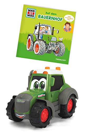 Dickie Toys 204112003 Was ist Was-Bauernhof, Fendt Traktor mit Freilauf, inkl. Was ist Was Buch, farbecht und…