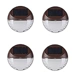 Kinna 4-Pack Brown Solar LED Fence Lights Waterproof Wall Mount Deck Warm White Lights